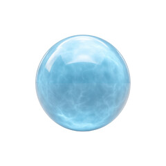 Glossy blue bubble floating in the air with a transparent surface reflecting light and soft textures creating a serene atmosphere Transparent background or png