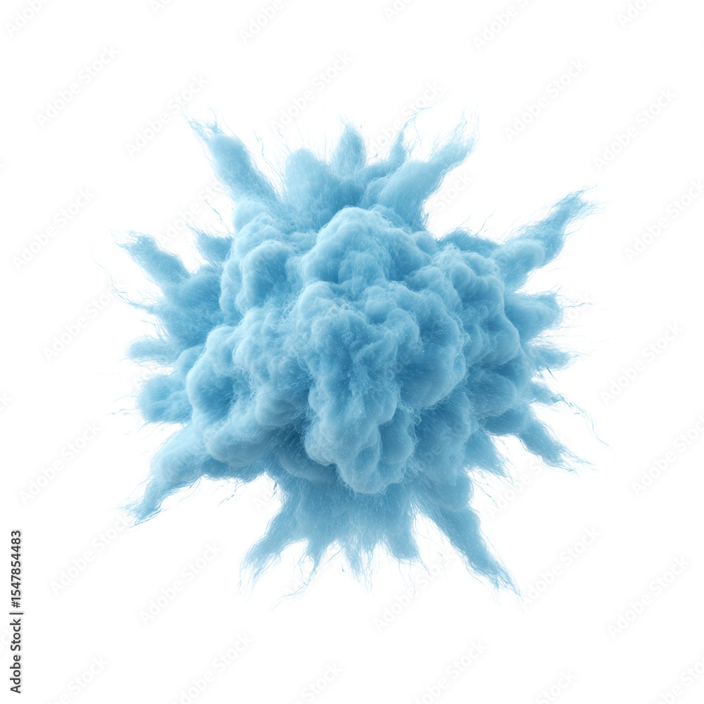 Poster blue cloud explosion with soft edges and dramatic texture isolated on white background for creative 