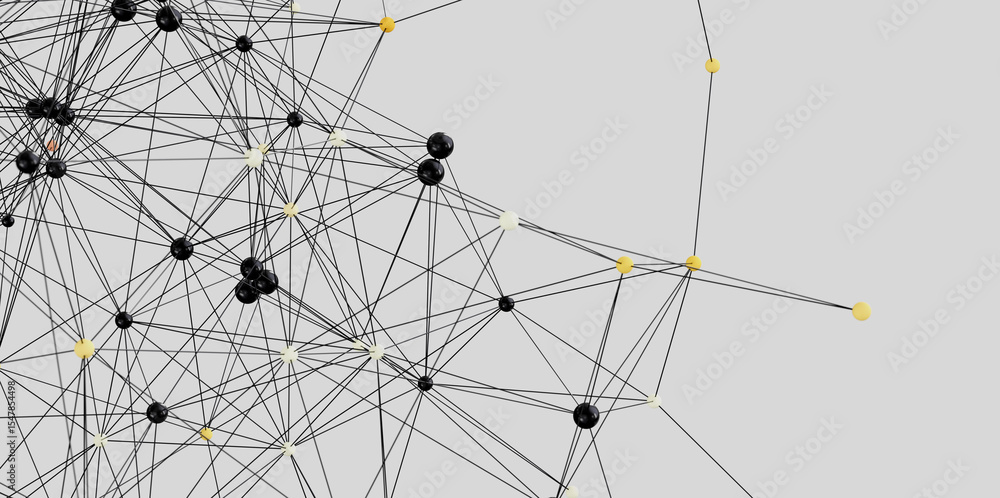 Poster Stock photo of a complex network visualization. Ideal for technology, connection, and communication concepts.