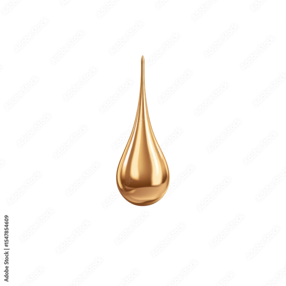 Poster golden liquid drop isolated on white background for use in design and creative projects transparent 