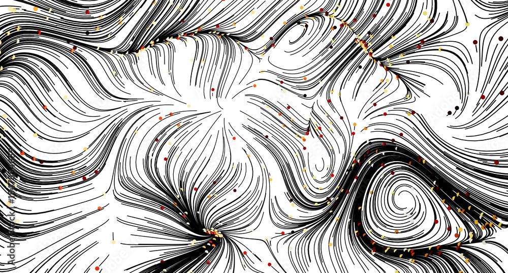 Poster abstract background with swirling lines and colorful dots. perfect for modern designs.