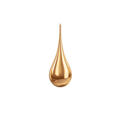 Golden Liquid Drop Isolated on White Background for Use in Design and Creative Projects Transparent background or png