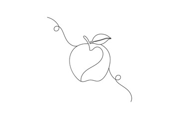 Apple one line drawing continuous line frui hand drawn minimalist illustration vector icon
