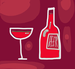 wine bottle and glass