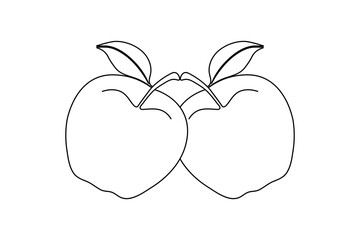 Apple one line drawing continuous line frui hand drawn minimalist illustration vector icon
