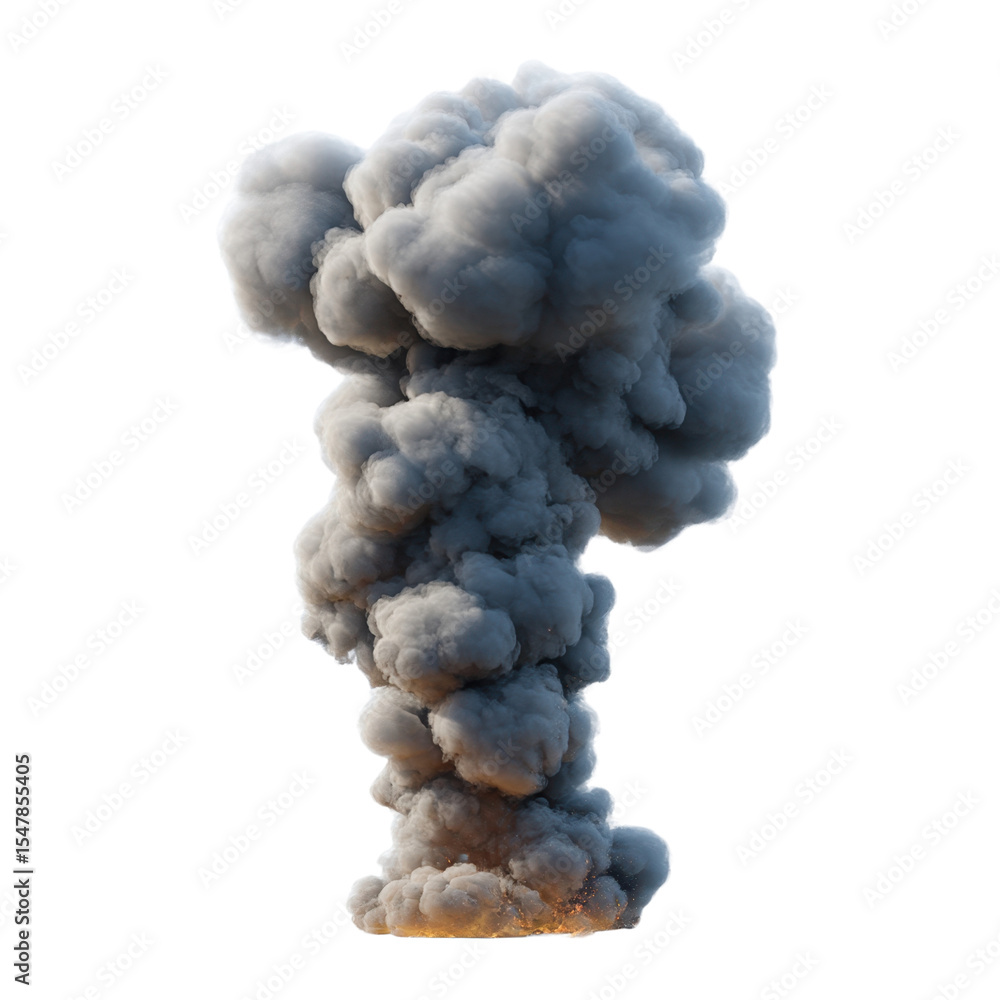 Aufkleber dramatic explosion smoke cloud captured with detailed texture and realistic color gradient in a isol