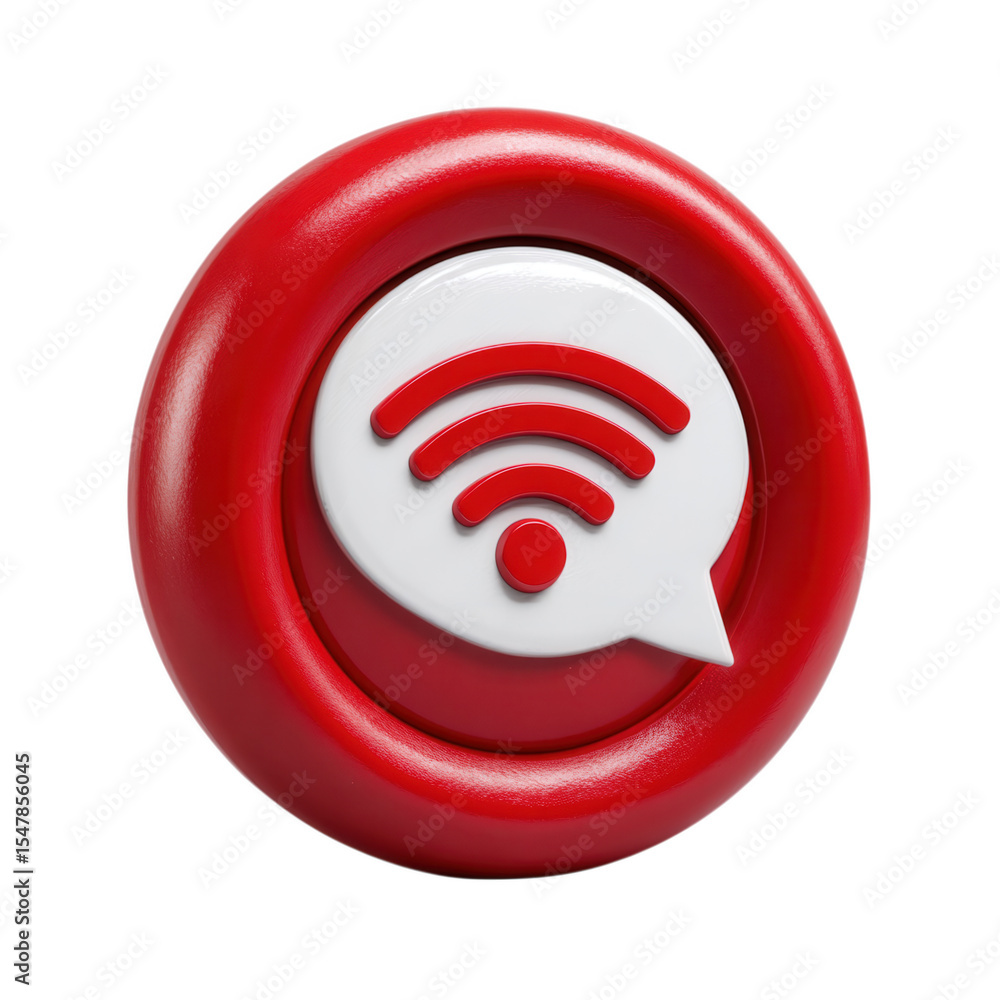 Poster wifi signal red glossy icon isolated on transparent background