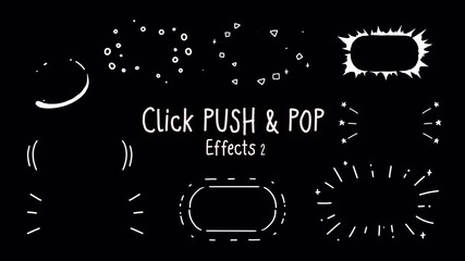 Set 2 of Click Push Pop line effects, circle burst ray, radiant, burst, stars, confetti, hearts, sparkle, Hand-drawn animation on a transparent background, alpha channel
- Powered by Adobe