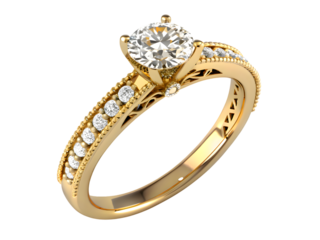 golden ring with diamonds isolated on white background