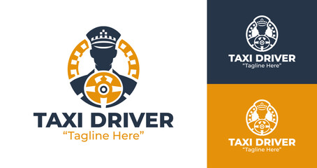 Professional and Simple Taxi Driver Logos with Yellow and Black Color Scheme