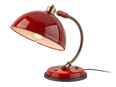red desk lamp isolated on white background
