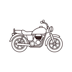 Classic motorcycle line art isolated on white background