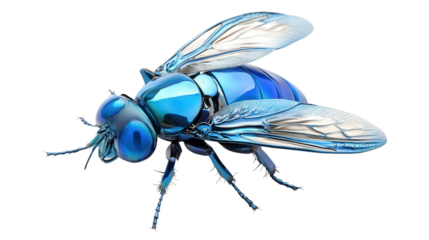 Metallic blue bottle fly Transparent background, PNG file