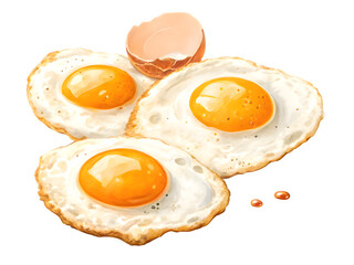fried eggs isolated on white background