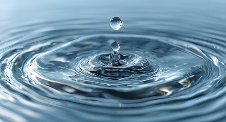 Water droplet falling into water scene, advertising banner