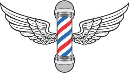 Barber Pole with Wings. Barbershop Salon.