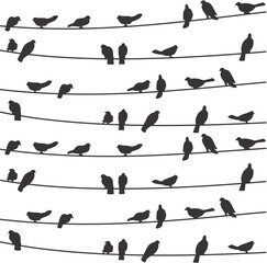 Bird on Wire Black Vector Illustration
