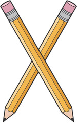 Crossed Pencils Color Vector Illustration