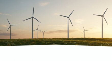 Powering Tomorrow: A scenic landscape showcasing multiple wind turbines harnessing the renewable energy of the wind against a serene sky, heralding a sustainable and eco-friendly future.