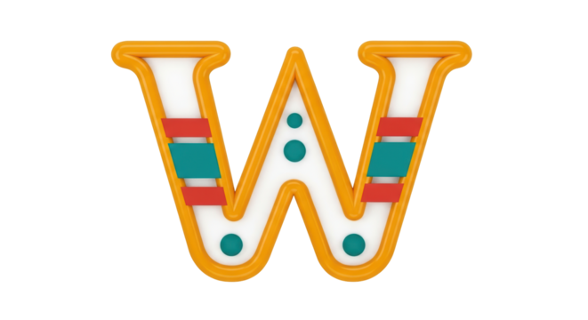 Isolated decorative letter W