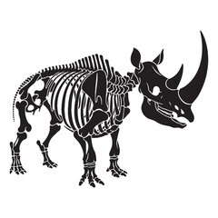 Structured strength of nature – Rhinoceros skeleton silhouette in bold Rhinoceros skeleton vector – Rhinoceros skeleton illustration

