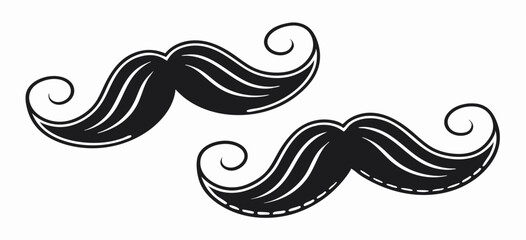 Two Black and White Mustache Clipart Images
