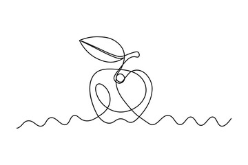 Apple one line drawing continuous line frui hand drawn minimalist illustration vector icon

