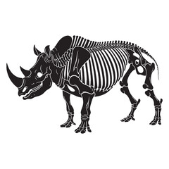 A symbol of strength preserved – Rhinoceros skeleton silhouette in detailed Rhinoceros skeleton vector – Rhinoceros skeleton illustration


