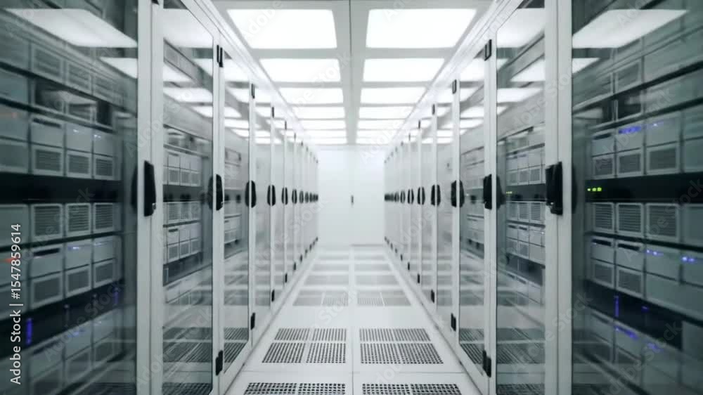 Poster modern data center server room network infrastructure technology
