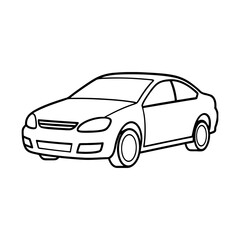 Simple line drawing of a car isolated on white background