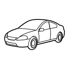 Simple line drawing of a car isolated on white background