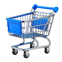 Empty shopping cart with blue inserts on transparent background