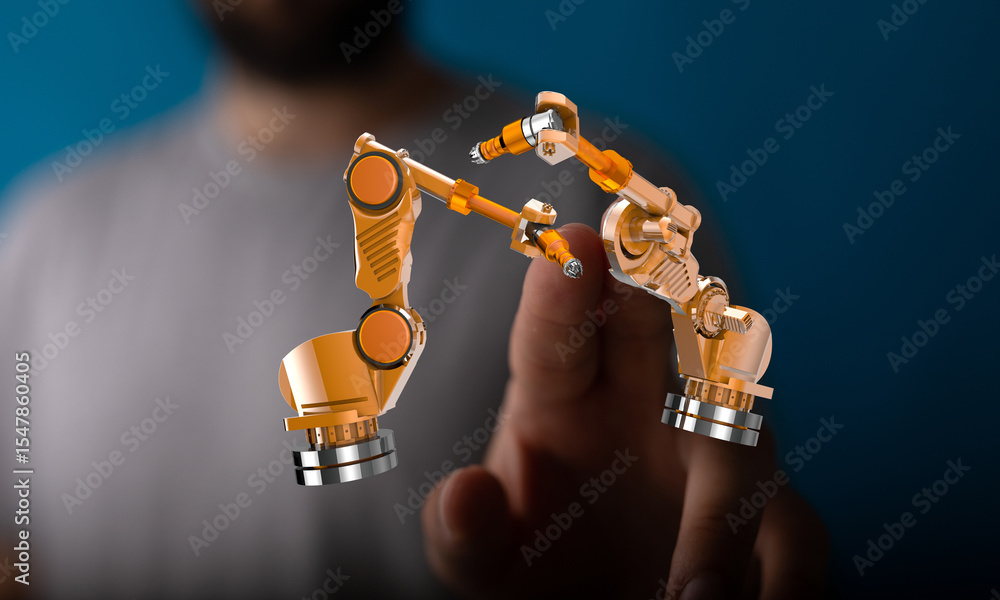 Poster image of robotic arms, showcasing automation and advanced technology. perfect for industrial and tec
