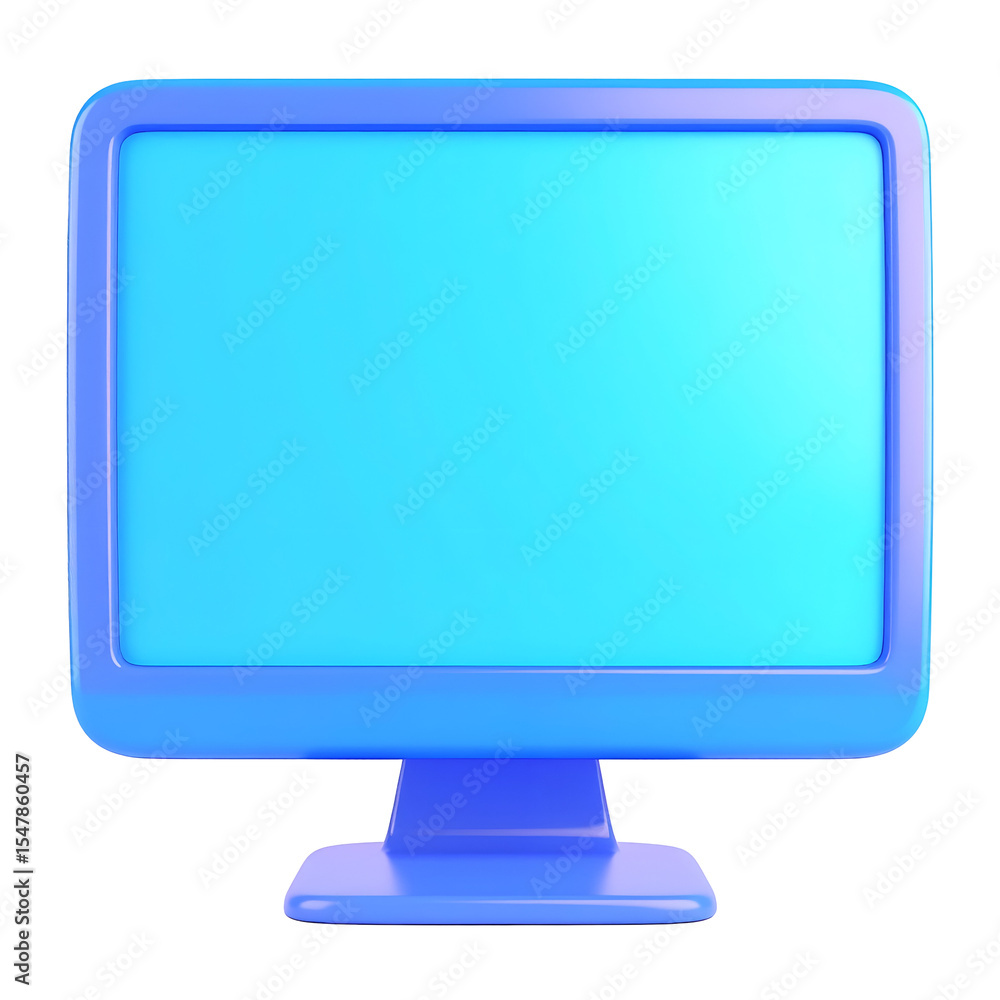 Aufkleber modern blue computer monitor displaying vibrant template on transparent background