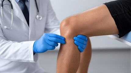 Doctor examining patient's leg during orthopedic assessment