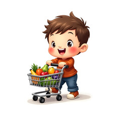 Happy Child Shopping for Fresh Vegetables
