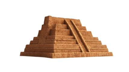 Mesopotamian ziggurat fragment Transparent background, PNG file