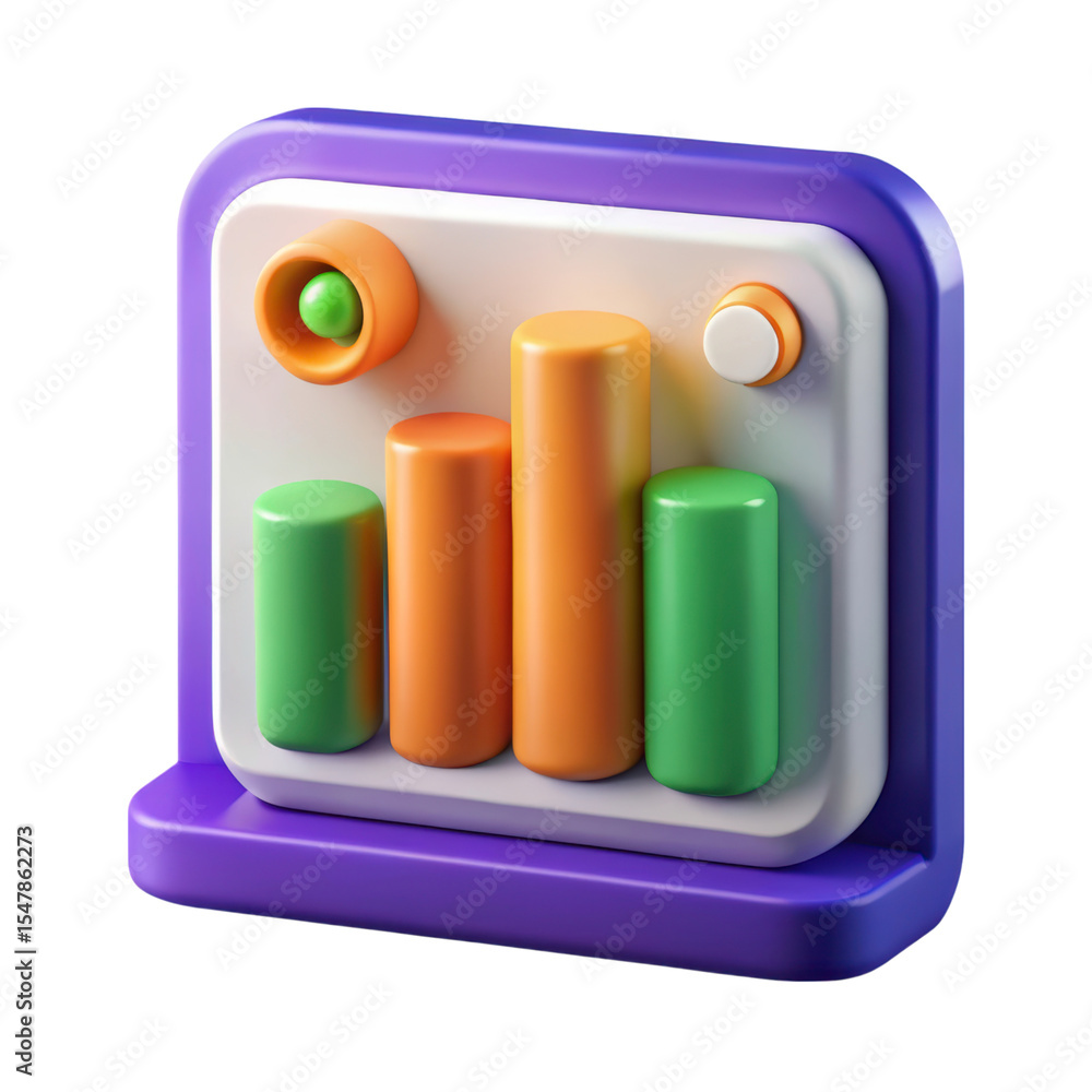 Aufkleber 3d rendering plasticstyle icon of colorful bar graph for data visualization isolated on transparent background with modern design for presentation