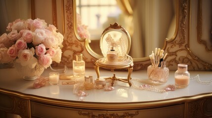 vanity mirror with gold trim