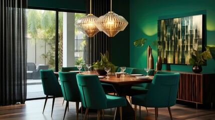 chic emerald green room