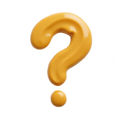 Naklejka premium Creamy yellow question mark shape glossy texture abstract design artistic representation playful concept curiosity symbol vibrant color isolated
