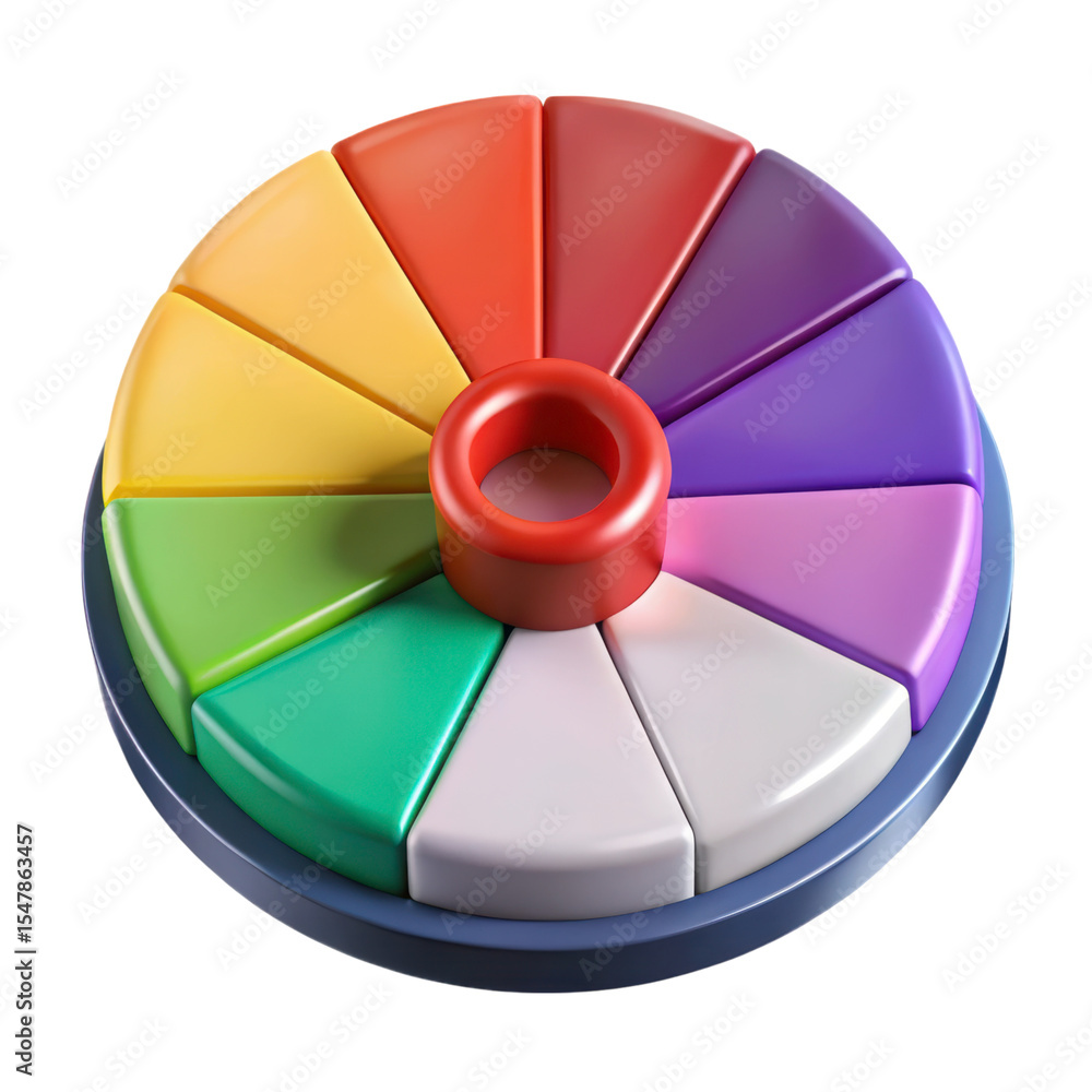 Aufkleber Circular chart 3d rendering plastic style icon isolated on transparent background data visualization segmented