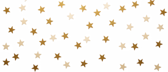 Scattered stars in gold and cream colors create whimsical and enchanting atmosphere, perfect for festive decorations or artistic backgrounds