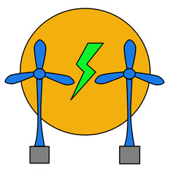 Dynamic wind turbine illustration, representing renewable energy, sustainability, and eco-friendly technology.