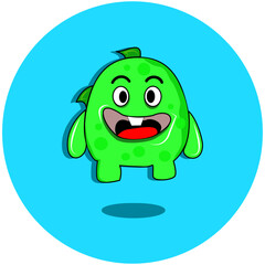 Cheerful green monster character with a quirky expression, perfect for children's entertainment and educational content.