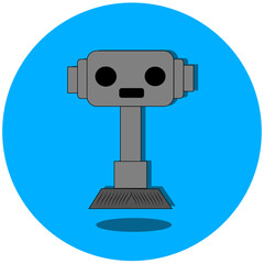Futuristic robot vacuum cleaner illustration, symbolizing smart home technology, automation, and convenience.