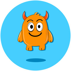 Adorable orange monster character with big eyes and a friendly smile, ideal for children's books, apps, and branding.