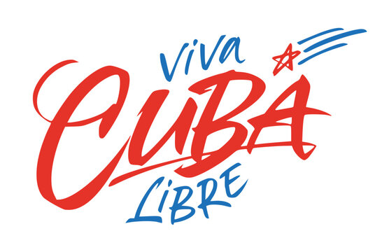 Cuba lettering design for t-shirt, mug, poster. Vector hand drawn inscription. Viva Cuba Libre. Apparel Print.	