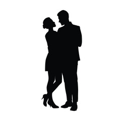 Silhouette of a Romantic Couple Embracing in an Intimate Moment
