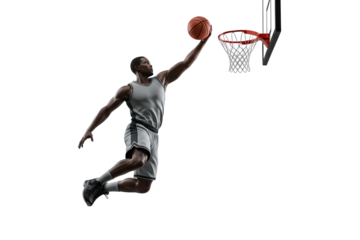 Dynamic African American Basketball Player Slam Dunk Illustration